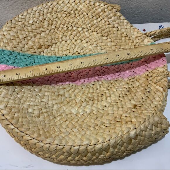 Vineyard vines Round straw shoulder bag, womens beach  Woven Bag - Picture 9 of 11